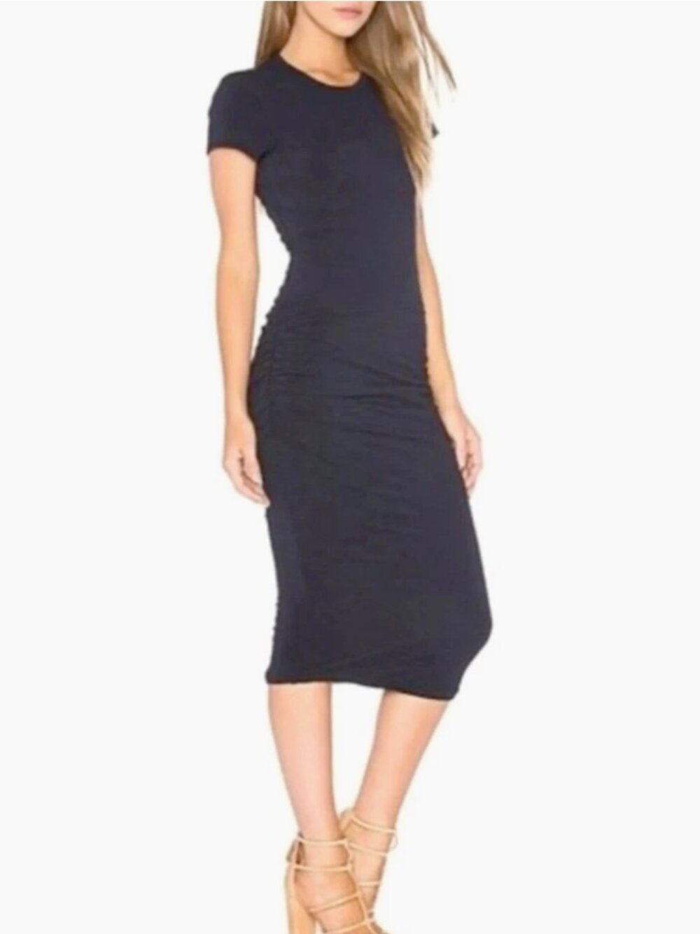 James Perse Ruched Side Midi Dress